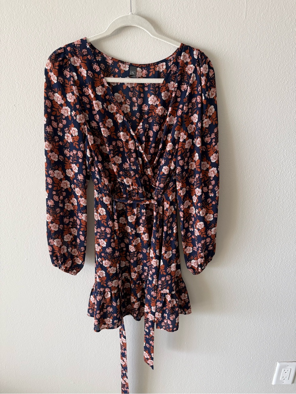 Alya Navy Mini Dress with Pink and Rust Floral